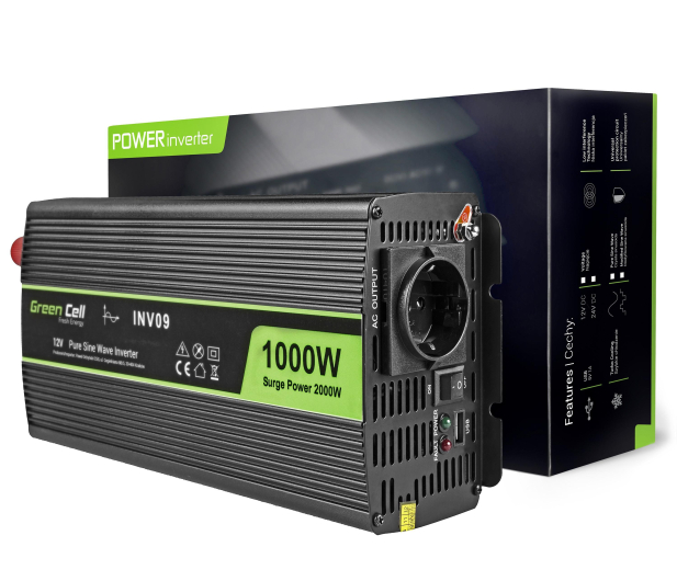Green Cell Przetwornica napięcia 12V na 230V 1000W/2000W - 548221 - zdjęcie 3